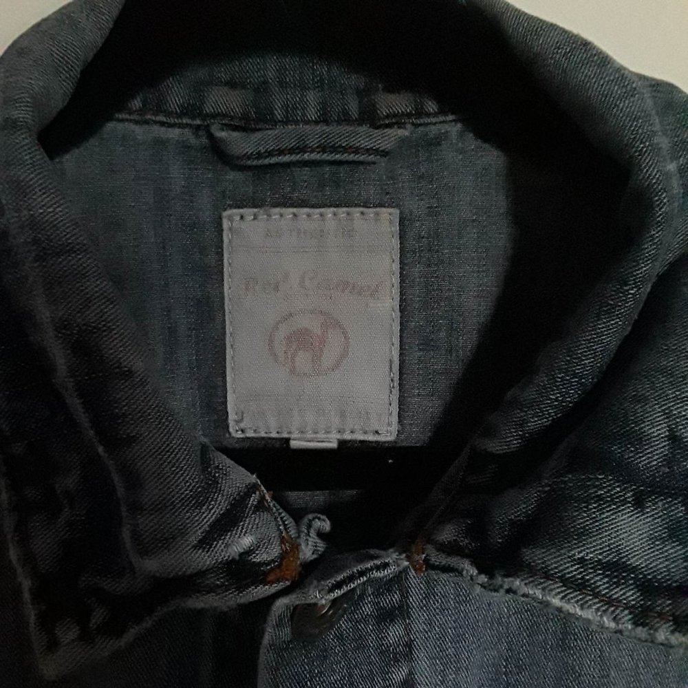 Vintage Men's Red Camel Denim Jacket - SIZE XL - DISTRESSED - Buttons on Right - Picture 2 of 4
